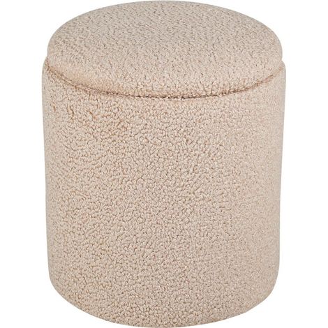 Pouf Coffre Tissu Bouclette "Limpen" 40cm Beige (1/5)