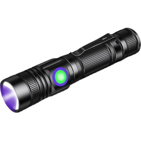 Lampada Torcia UV Lamp Lumière Noire 365nm ricaricabile Wood's lampe, Blacklight Ultraviolet Portable Mini Torch LED con clip, Rilevatore di urina per animali, Indurimento della resina (1/5)