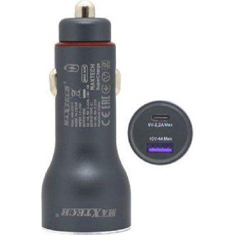 MaxTech - Caricatore Caricabatteria Per Auto Usb / Type-c Pd 5a Superchange 40watt Ma-c017 - (1/3)