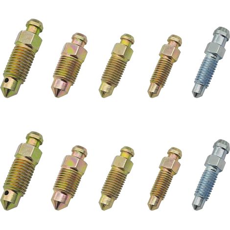 Lot de 10 vis de purge d'étrier de frein pour maître-cylindre de frein et étrier de frein à disque, construction en acier robuste pour entretien de voiture, moto, vélo