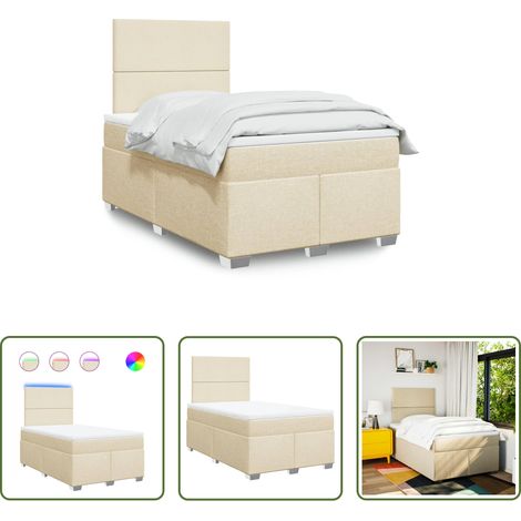 Matelas à ressorts ensachés - Sommier à lattes de lit avec matelas crème 120x190 cm tissu (1/5)
