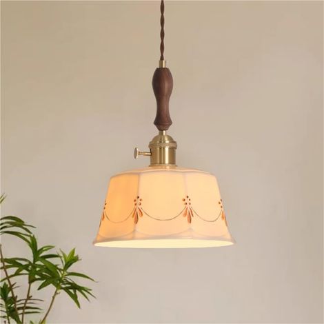 Lustre rétro en céramique à LED, lampes à LED E27 avec source de lumière, adaptées au salon, à la salle à manger, à la chambre et à d'autres décorations pour la maison (12 watts, lumière tricolore) (1/5)