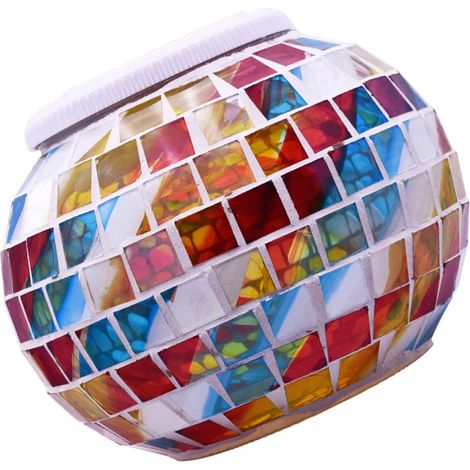 Lampe Solaire Jardin Verre - 1 Unité - Mosaïque Colorée - Éclairage Ambiance Extérieur - Décoration Patio et Allée - Multicolore (1/5)