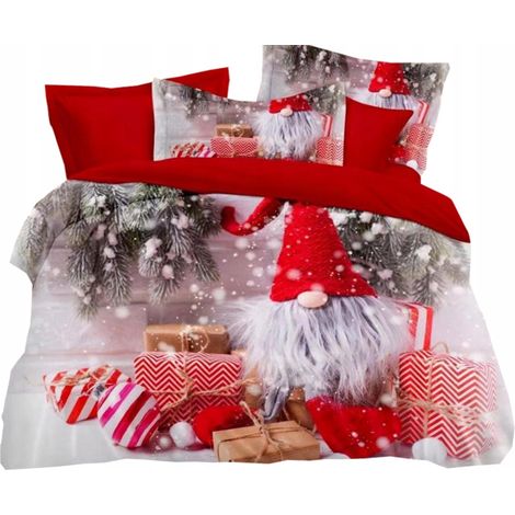 Juego de ropa de cama navideña, satén de algodón, 160x200 cm, fundas de almohada, árbol de Navidad, burbujas (1/5)