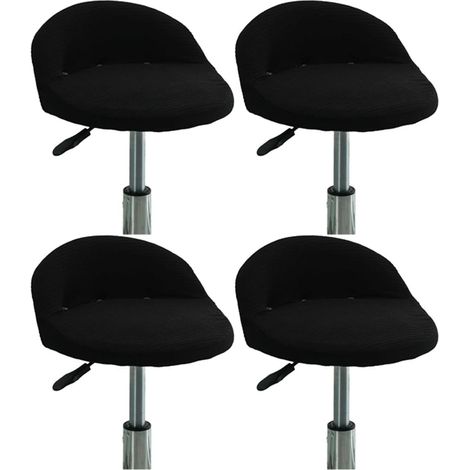 Set di 4 coprisedie elasticizzati a schienale corto per sgabelli da bar con braccioli curvi e seduta arrotondata (nero) (1/4)