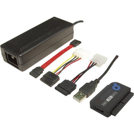 LogiLink disque dur Adaptateur [1x USB 2.0 type A mâle - 1x SATA mâle 7 pôles, IDE femelle 40 pôles, (1/4)