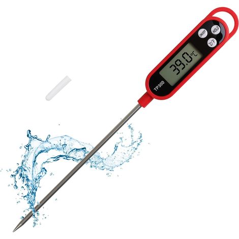 Digital Kitchen Thermometer, Food Thermometer, Digital BBQ Thermometer, Display with Long Probe, Instant Read, LCD Screen for Baking, Meat, Frying, Water, Milk, Wine, Grilling, Sugar (1/5)