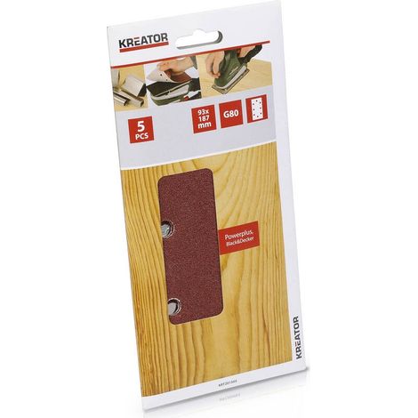 Juego de 5 almohadillas de velcro perforadas (ovaladas) - grano 80 - 93 x 187 mm KREATOR (1/2)