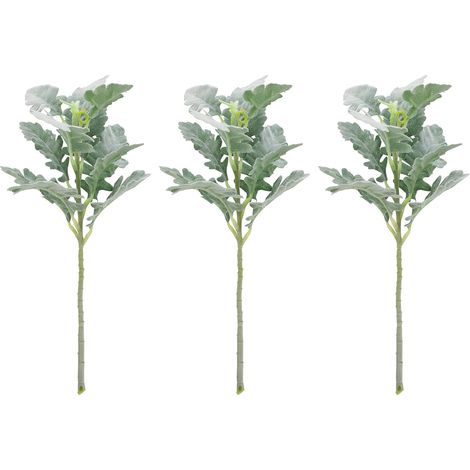 Lot de 3 fausses feuilles d'eucalyptus, tiges et branches artificielles pour bouquets de mariée, 34 cm de hauteur. (1/5)