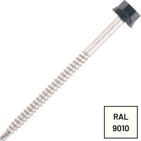 Vis Autoperceuse Zamatop Bois Tête Hexagonale 12 Ø 6.3X150 Laqué RAL 9010 (1/2)