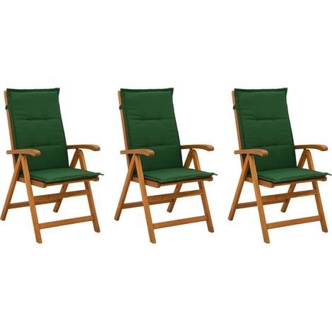 vidaXL Reclining Garden Chairs 3 pcs Natural Solid Acacia Wood