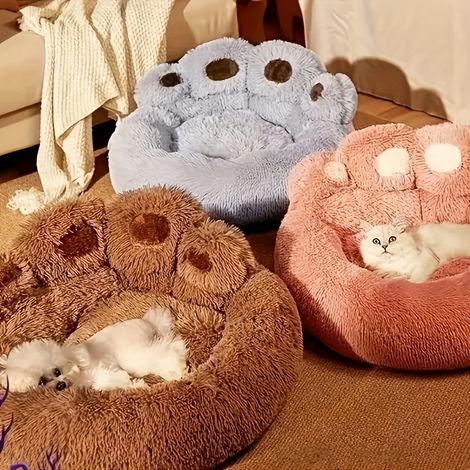 Un panier pour animaux en forme de patte — Un lit rond, doux, mignon, chaud et douillet pour chiens et chats.