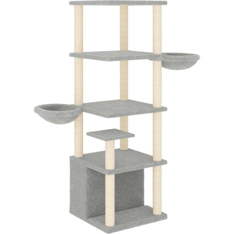 Cat Tree with Sisal Scratching Posts Light Grey 147 cm vidaXL