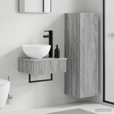 Beyamis Ensemble de meubles de salle de bain 2 pièces, gris (1/5)