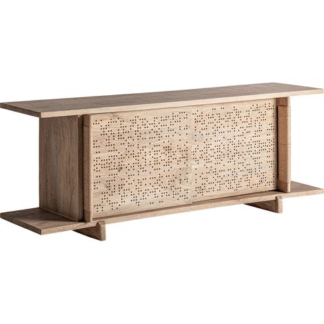 Buffet en bois de manguier ajouré contemporain - brun clair (1/5)
