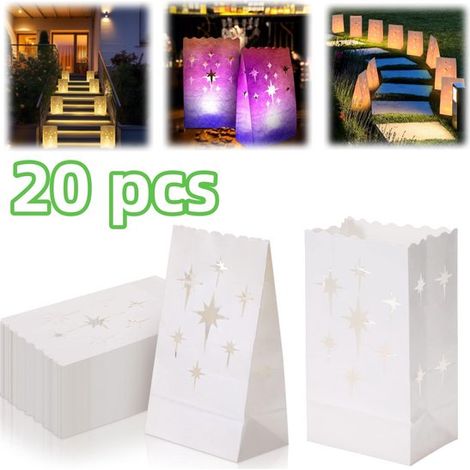 Sachets pour bougies lot de 20 - abat-jour décoratifs 26 x 15 cm, blancs (1/5)