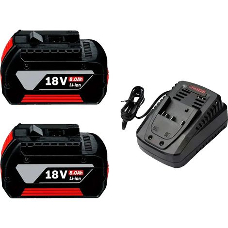Batterie, 18V, capacité de 8000mAh, 8.0AHX2-chargeurX1 (1/2)