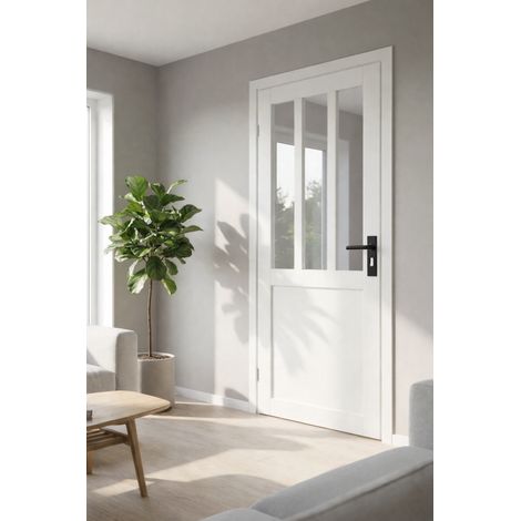 Blocco porta officina BIANCO H204 x L73 Pannello laterale destro a spinta + maniglia