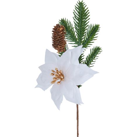 ARPIMEX Pick Poinsettie Bianca di Natale con Pigna
