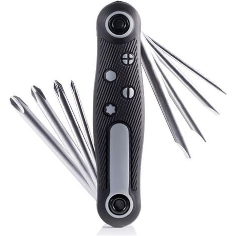 Ensemble de tournevis pliant multifonctionnel 8 en 1 Kit d'outils d'entretien de vélo portable de poche universelle des bits de tournevis à fentes de Phillips portables (1/5)