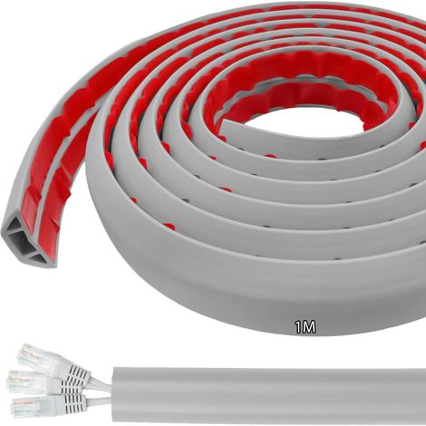 Passe Cable Sol Cache Fil Électrique Sol Auto-Adhésif 1M Petit Canal de câble Flexible pour Le Bureau, Le Concert, etc. Protection des Fil électrique et Prévention des Risques de Trébuchement (1/5)