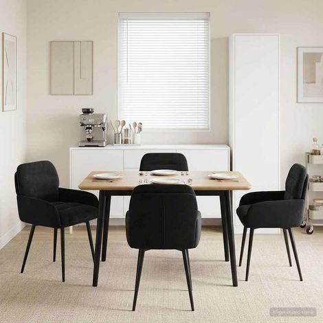 vidaXL Sillas de comedor 4 uds. Terciopelo Negro 59 x 59,5 x 90 cm (1/5)