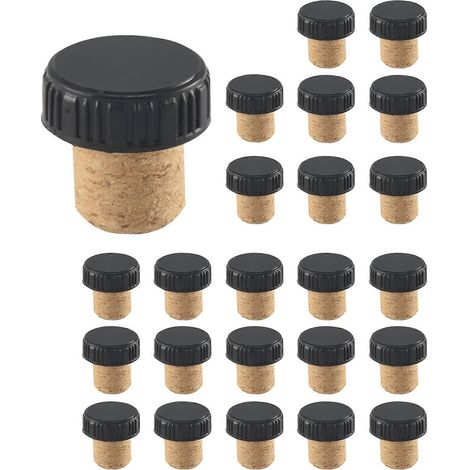 24 bouchons de liège en forme de T pour la dégustation de bouteilles de vin. (1/5)