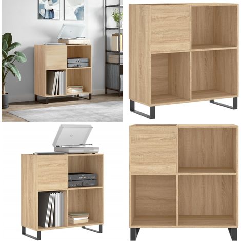 Mueble discos madera contrachapada roble Sonoma 84,5x38x89 cm - Almacenamiento de vinilos - Mueble de madera contrachapada