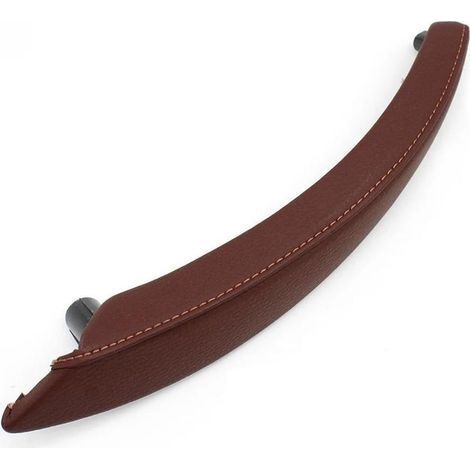 Poignées de porte intérieures pour BMW X5, X6, E70, E71, E72 (2007, 2008, 2009, 2010, 2011, 2012, 2013), poignées de porte côté passager gauche et droit, garniture en cuir (brun rougeâtre à gauche). (1/5)