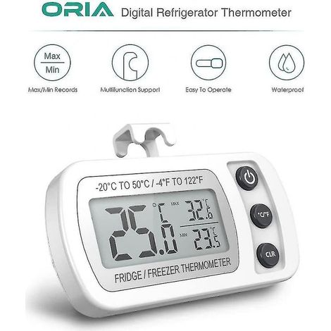 Kühlschrankthermometer mit LCD-Digitalanzeige, wasserdichtes Gefrierschrankthermometer mit Magnethaken (1/3)