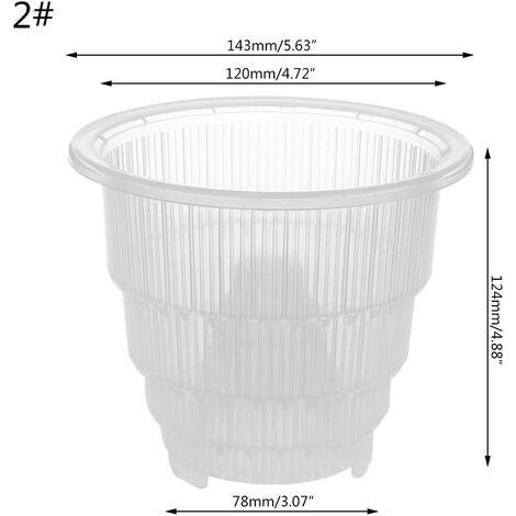 Pot pour orchidée en Plastique Transparent avec Trous de Drainage et Soucoupe - Diamètre 12 cm (1/4)