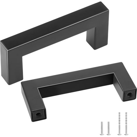 Poignée de Meuble de Cuisine 30PCS Poignées de Porte d'Armoire en Acier Inoxydable Espacement des Trous Centraux 76 mm Poignées de Tiroir Modernes Carrées pour Cuisine Salle de Bain, Noir Mat (1/5)