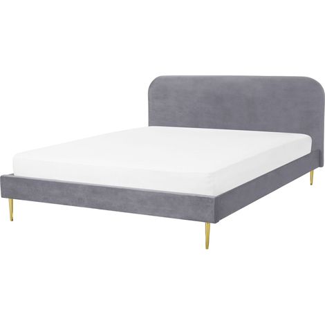 Letto matrimoniale velluto grigio piedi oro minimalista 160 x 200 cm Flayat (1/5)