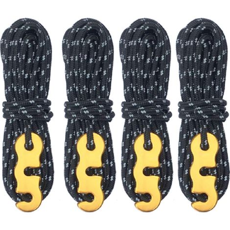 Corde réfléchissante à haute résistance 4PCS 4mm (noir)