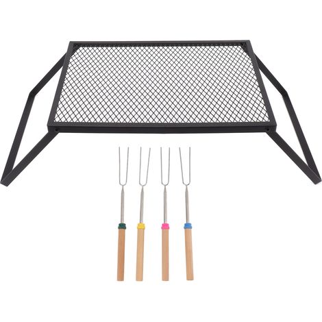 Zusammenklappbarer, hitzebeständiger Campinggrill, 40 x 30 cm, für Grillabende im Freien, Gärten, Terrassen und Picknicks, mit Gabel (1/5)