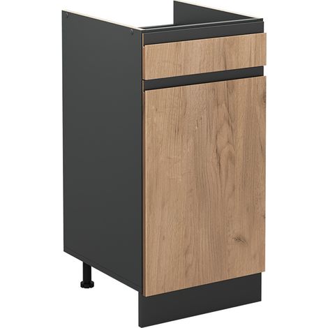 Mobiletto base cucina R-Line, Rovere dorato/Antracite, 40 cm senza piano di lavoro, Vicco (1/5)