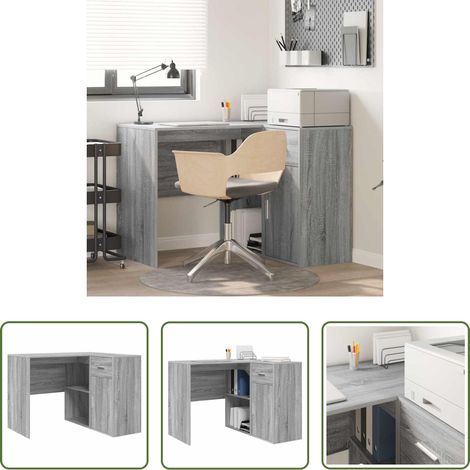 vidaXL Rangement bureau - Bureau d'angle avec tiroir Gris Sonoma 102 x 88 x 75 cm (1/5)