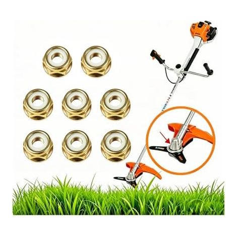8 Pcs Écrou M10 pour Tête de Débroussailleuse, Écrou à Filetage Inversé Pas à Gauche pour Lame de Coupe-Bordure, Accessoires de Rechange Robustes pour Tondeuse et Entretien de Jardin (1/5)