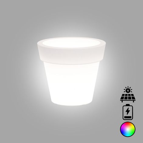 Vase lumineux au design Ø50 H44 en polymère avec LED multicolore, alimentée par batterie et solaire, pour une utilisation intérieure et extérieure