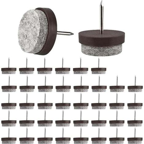 40 Pièces Patin Chaise a Clouer 22 Mm Patins Glisseurs Rond avec Clous Patin Meuble a Clouer Patin en Feutre a Clouer Clous Patins de Meuble Pieds Cloués pour Meubles Tampon Protecteur Meuble (1/4)