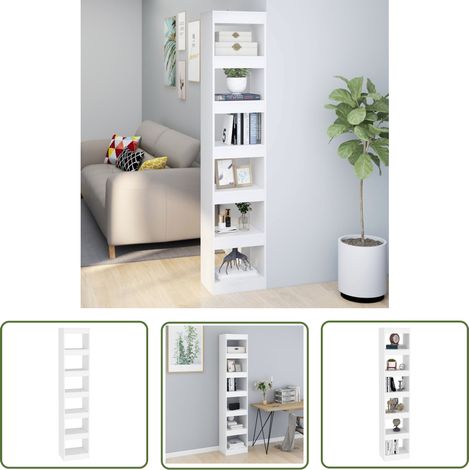 The Living Store Bücherregal/Raumteiler Weiß 40x30x198 cm - Buche Regal - Holzregal - Weißes Regal - Raumteiler - Schrank (1/5)