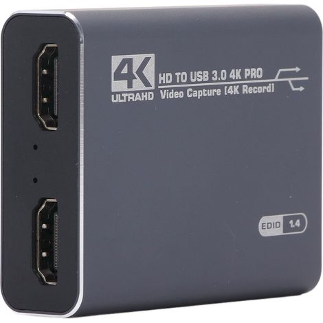 Carte d'acquisition vidéo 4K professionnelle USB 3.0 avec interface multimédia HD et son, compatible Xbox, PS5, PC et reflex numériques.