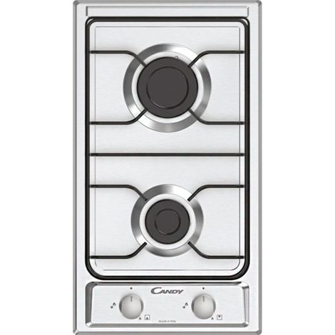 Candy CHW23X Idea Piano cottura a gas 28.8 cm 2 fuochi accensione elettronica griglie smaltate colore Inox (1/7)