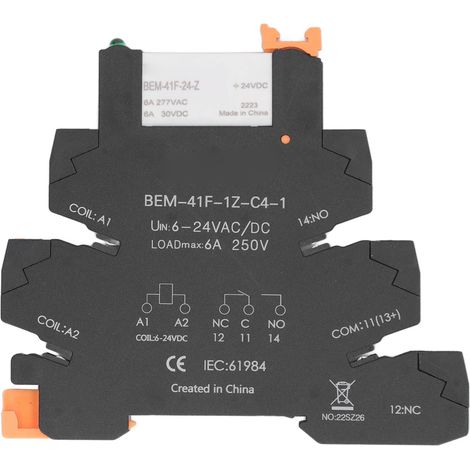 Relais statique ultra-mince DC commande AC, montage sur rail DIN, module SSR avec contact SPDT 6A 6-24V (1/5)