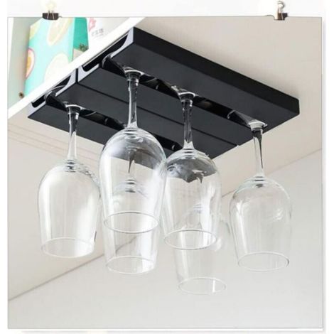 Porte Verres à Vin Suspendre, Aucun perçage requis, Grande capacité, Porte-Verres à Pied Suspendu Support, pour Bar Cuisine, 25.3X1 (1/4)