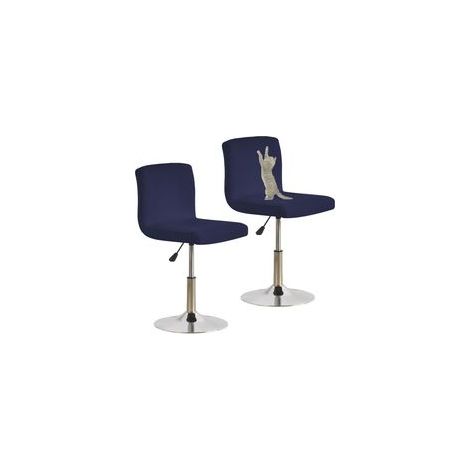Ensemble de Housses de Tabouret de Bar, Housses de Chaise de Tabouret de Bar pivotantes Extensibles Anti-Griffes de Chat avec Dossier Housse de Chaise de pub Lavable en élasthanne (Bleu Mari (1/5)