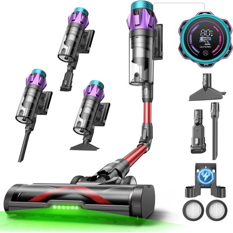 Aspirateur Balai sans Fil 55kPa Puissant Poils d'animaux GreenEye 80min Autonomie HEPA H13 Anti-Allergie Tube Pliable Maison Voiture (1/5)