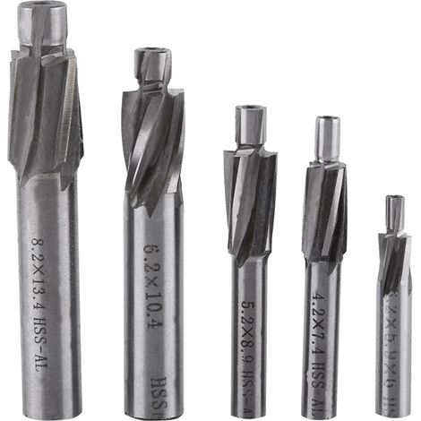 Nannigr 5pcs Fraise en Bout Fraise, Fraise Fente forets Fraises rotatives CNC Set Outil M3-M8 4 Flûtes HSS-AL pour cuivre, Aluminium, Acier, Fonte (1/5)