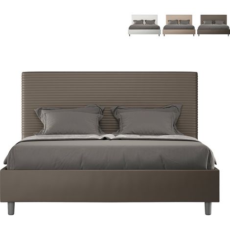 Letto matrimoniale con rete imbottito 160x190 similpelle cappuccino Focus (1/5)