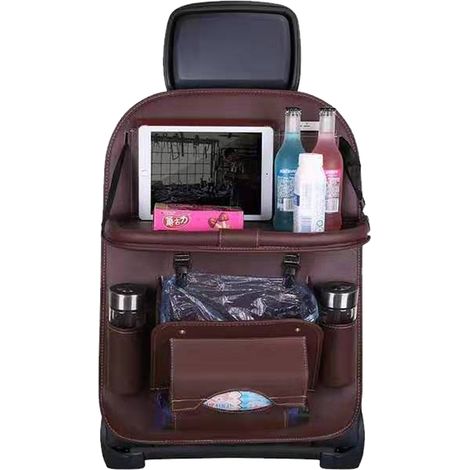 1 sac de rangement multifonctionnel en cuir, pour dossier de siège auto, poubelle voiture, organisation habitacle (1/5)